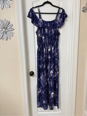 ace fashion tie dye dress Ace Fashion Tie Strap Tie Dye Dress Blue/White (Size: One Size)
